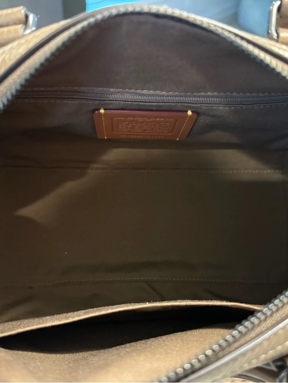 Coach Satchel Top Handle Bag Dark Stone Pebbled Leather Tag Detachable Strap - Picture 5 of 7